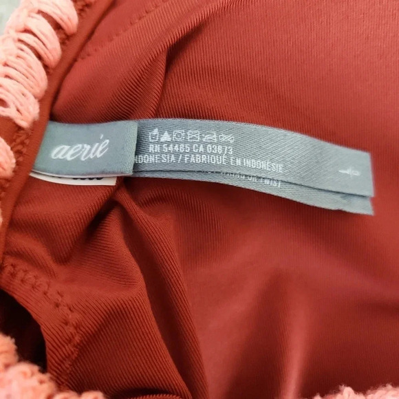 Aerie Crop Tankini Bikini Top Swimsuit Burnt Orange Halter Tie Back - Picture 5 of 10